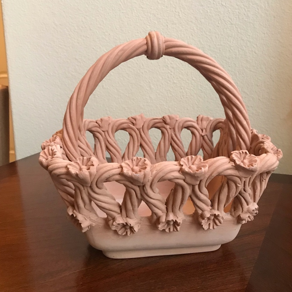 Handmade In Italy fine detailed Terre cotta basket
